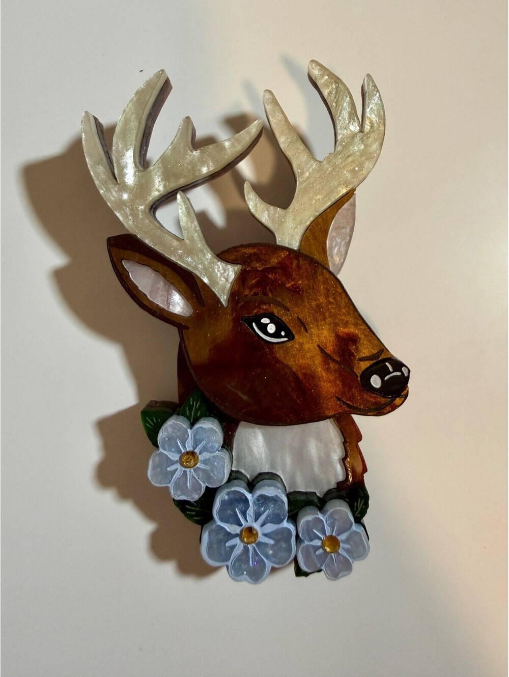 Deer Brooch - Curious Carousel - Autumn Nature Doe Stag Floral Woodland Pin